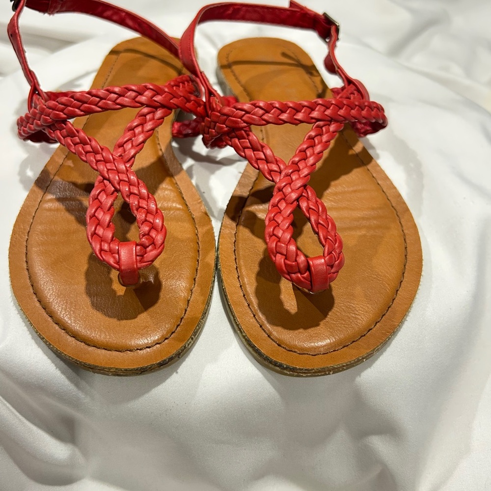 Elegant Red Braided Women's Sandals